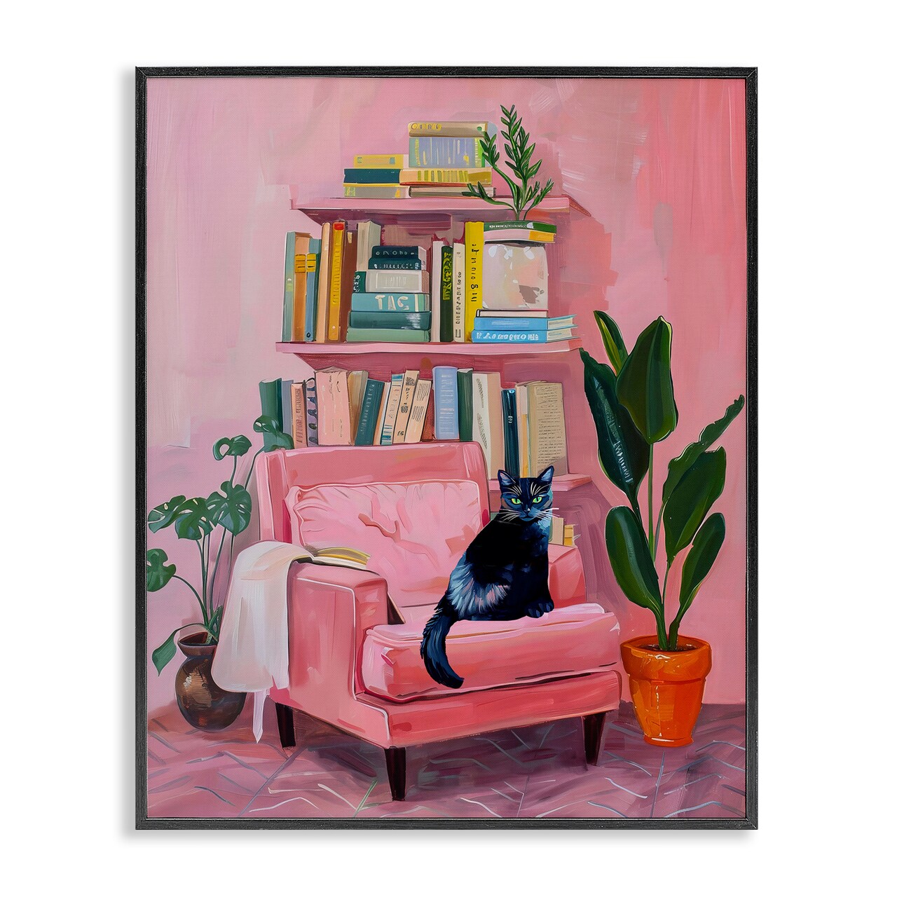 Stupell Industries Calm & Cozy Pink Interior Framed Giclee Design by Lil' Rue